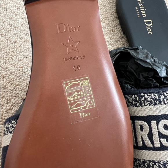 Dior Dark Blue and Cream Patterned Slides - Picture 2 of 6